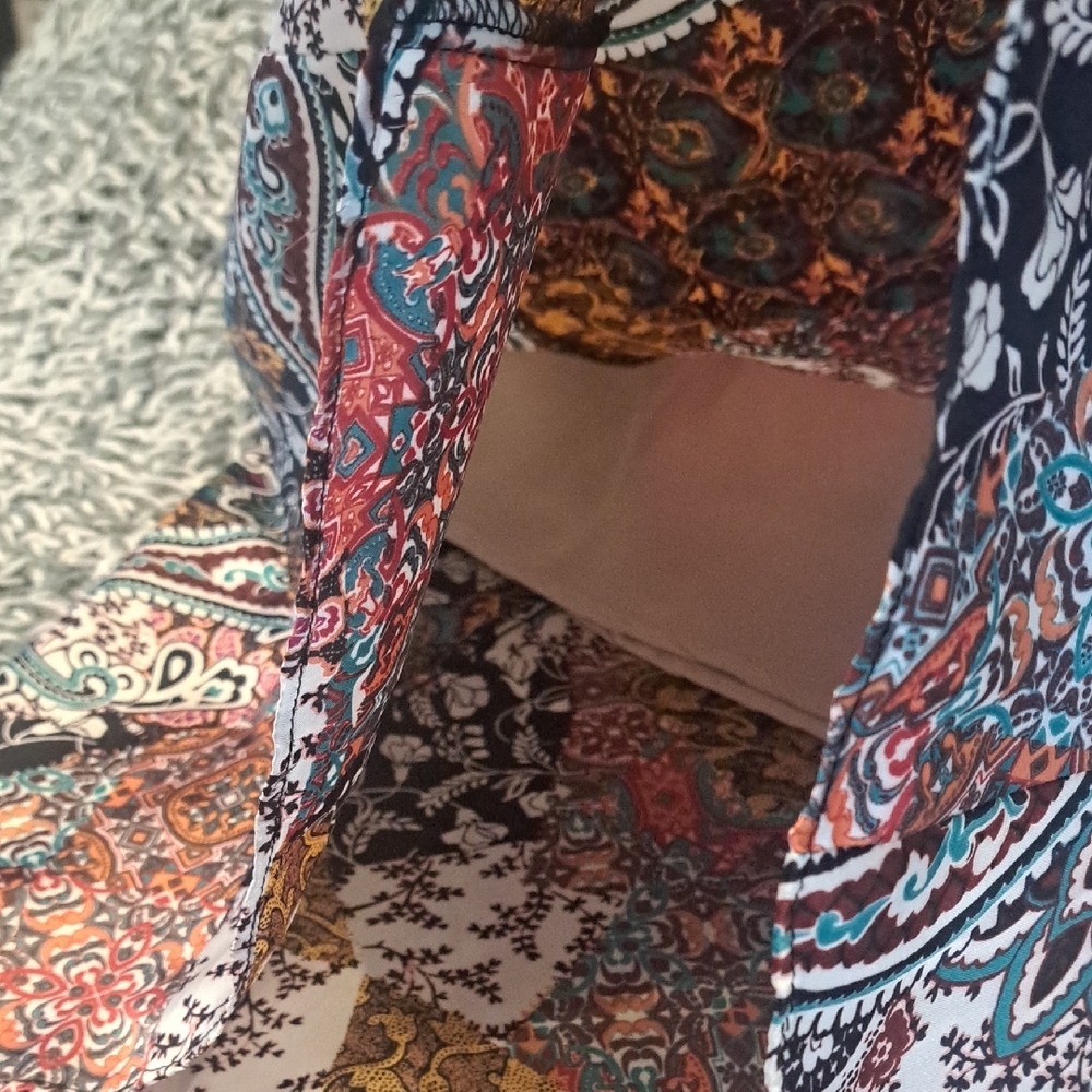 293 - Silky Patchwork Paisley Skirt | Earthy Boho Luxe | Lined & Flowy - Picture 4 of 7